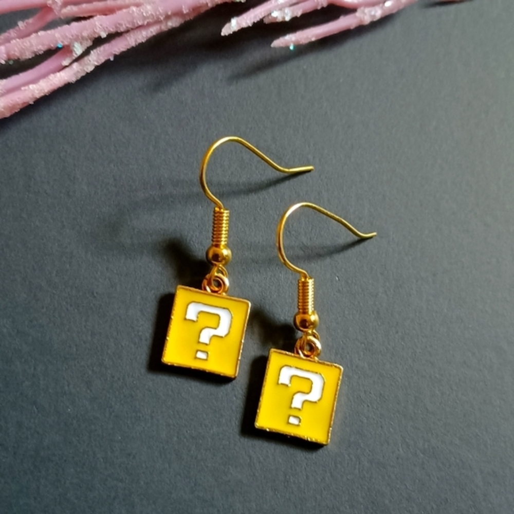 Nintendo Super Mario Bros. Questions Block Handmade Earrings